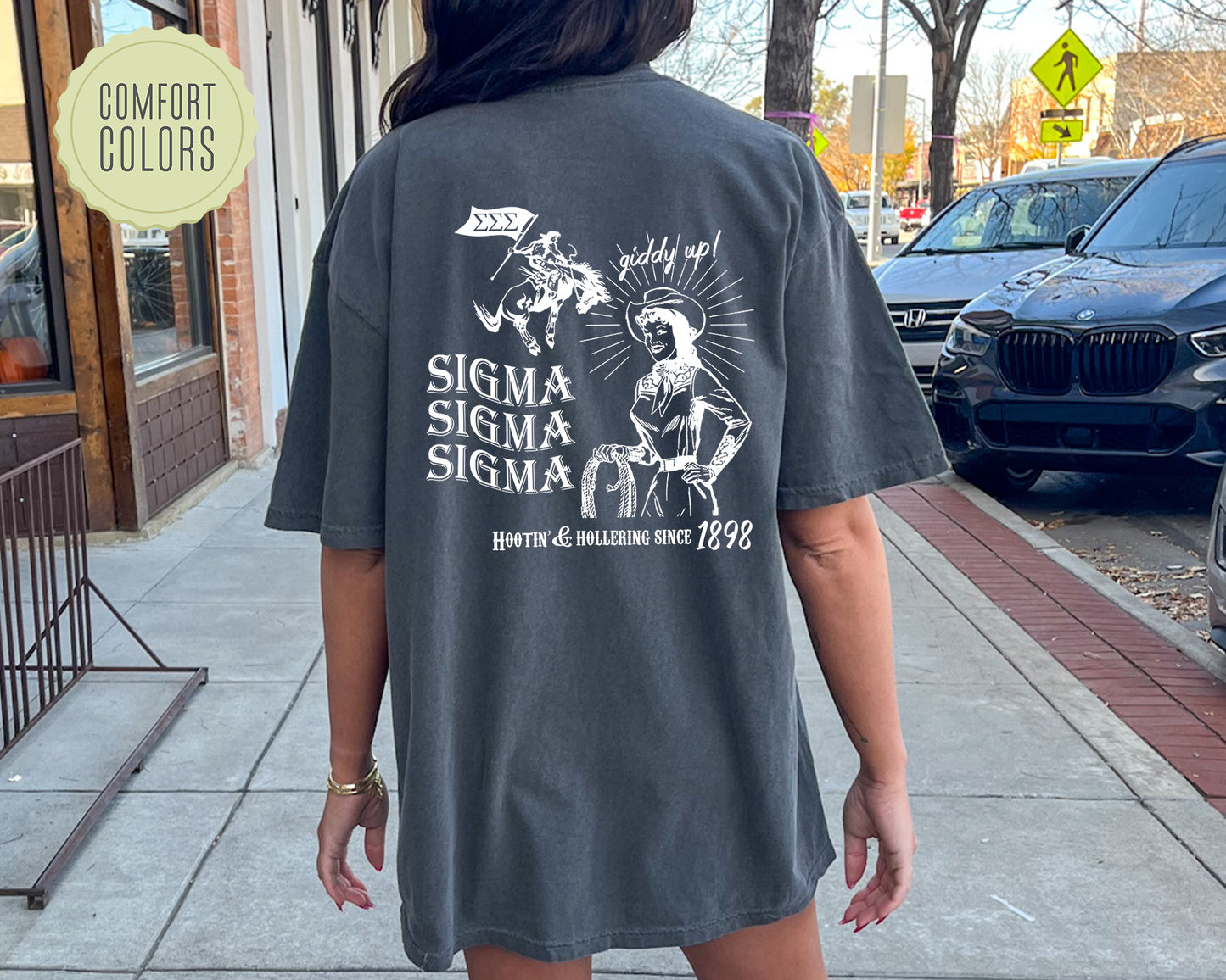 Sigma Sigma Sigma Howdy Cowgirl Comfort Colors Sorority T-shirt _ 35382g