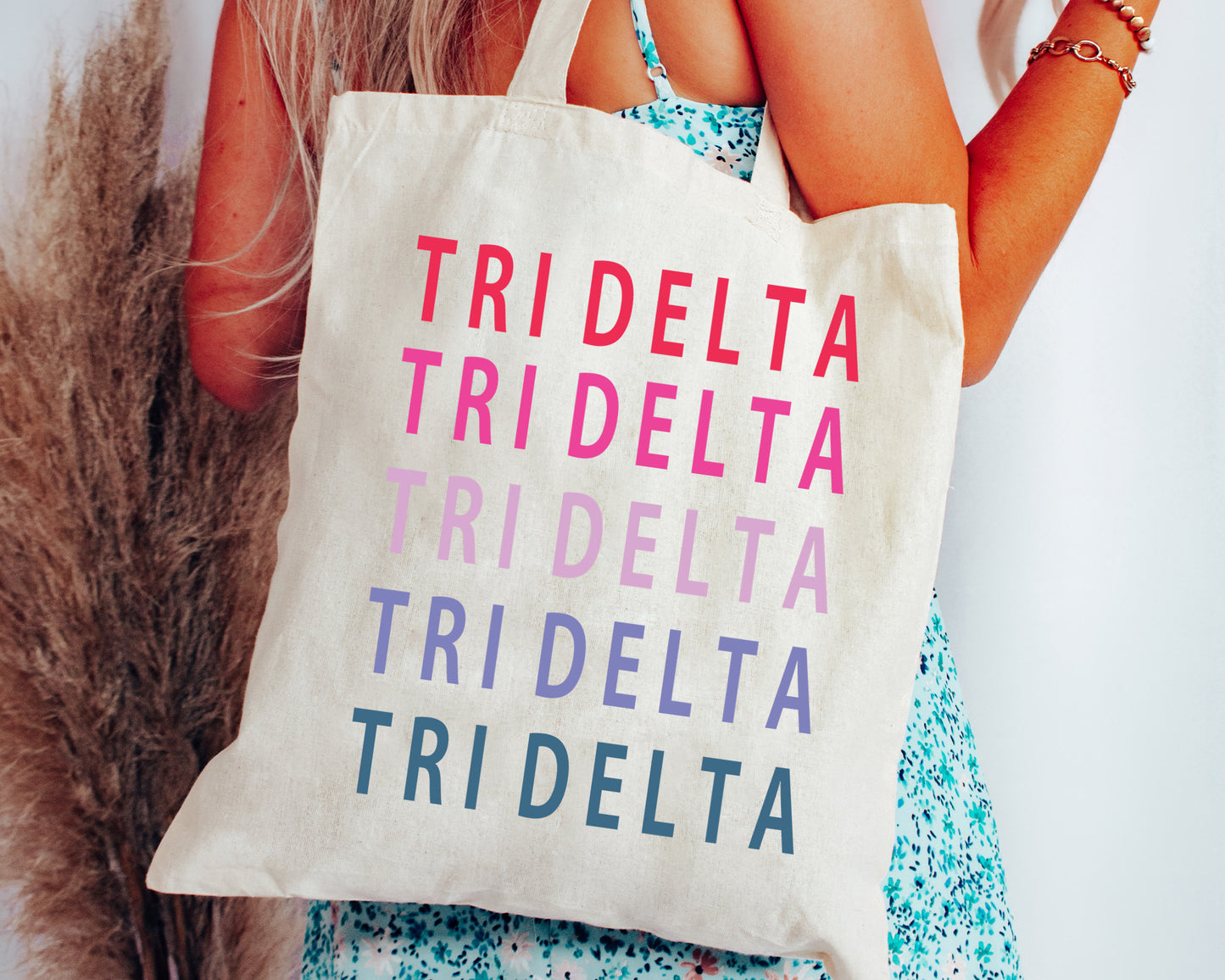Delta Delta Delta Bright and Stacked Sorority Tote Bag _ 34395g