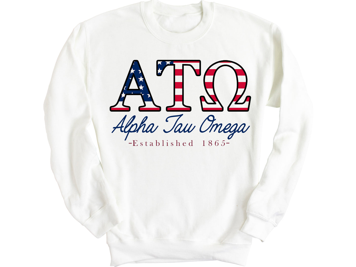 Alpha Tau Omega American Flag Letters Fraternity Sweatshirt _ 1158g
