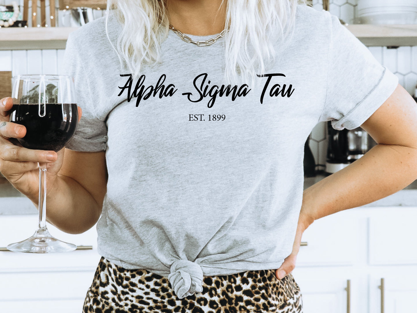 Alpha Sigma Tau Black Flowy Sorority T-shirt _ 84g