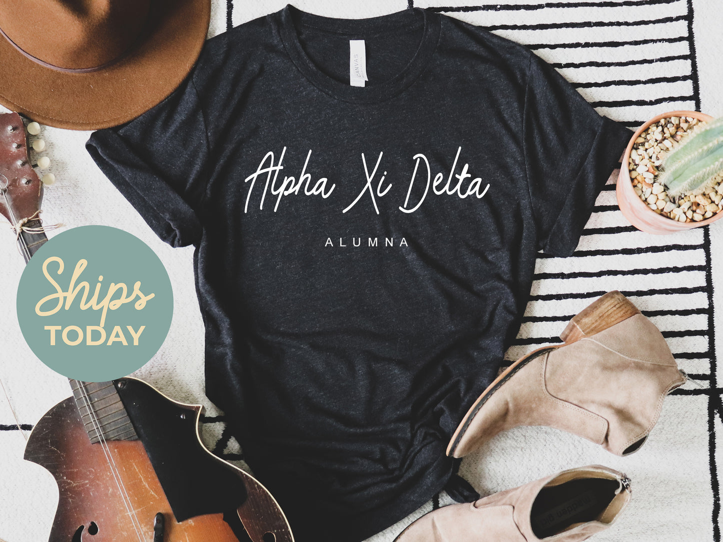 Alpha Xi Delta Flashy Alumna Sorority T-shirt _ 2533g