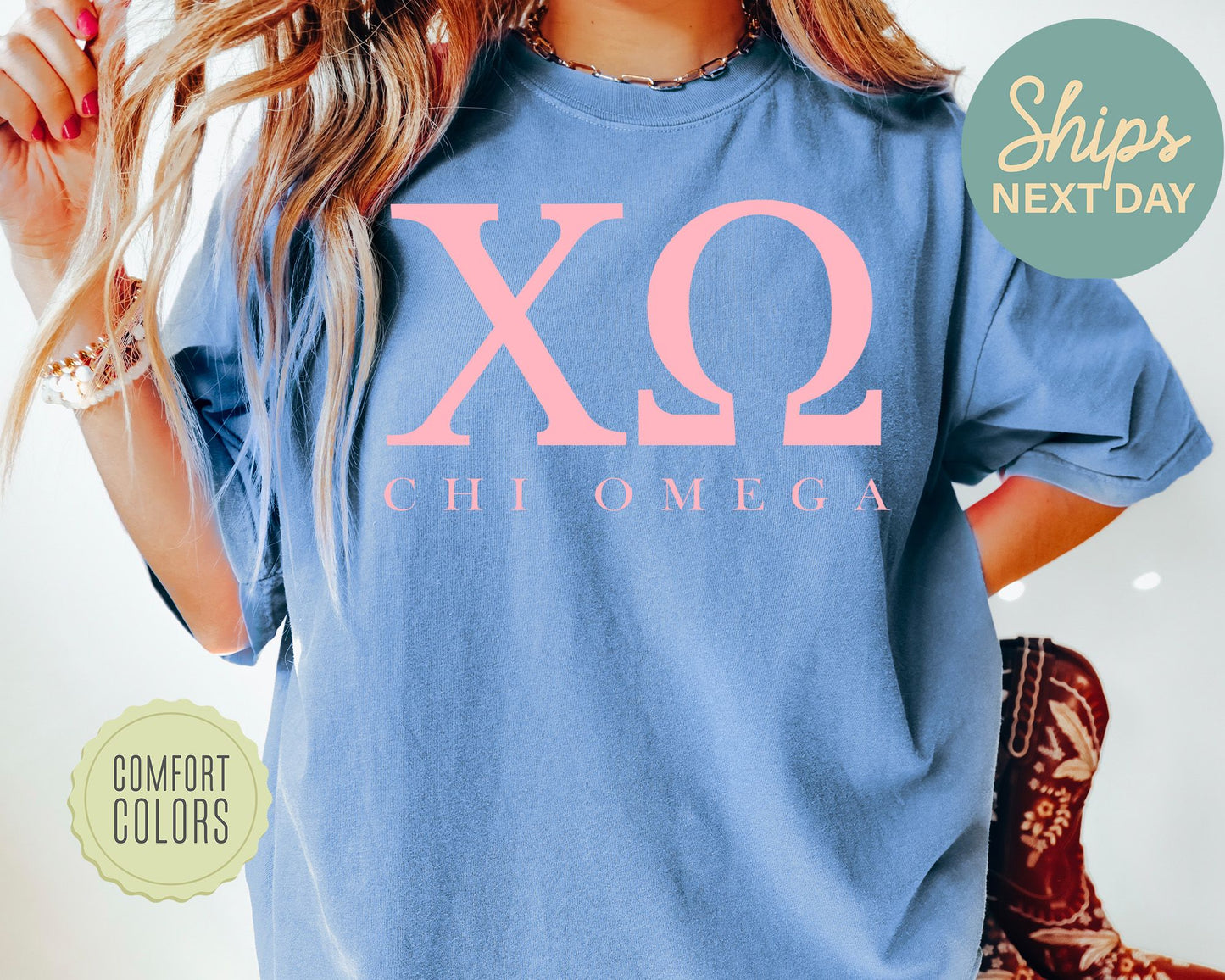 Chi Omega Everything Pink Comfort Colors Sorority T-shirt _ 319g