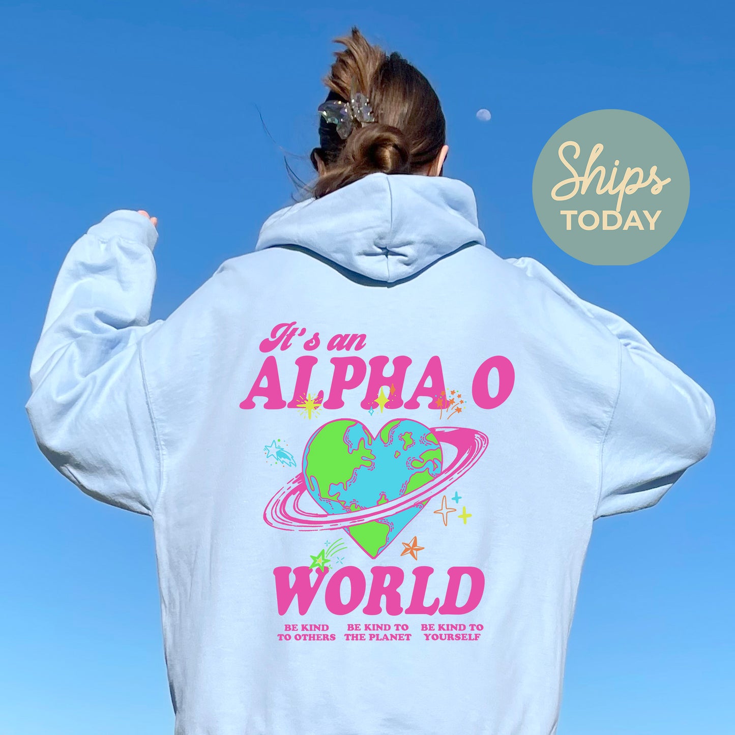 Alpha Omicron Pi Pink Planet Sorority Hoodie _ 34234g