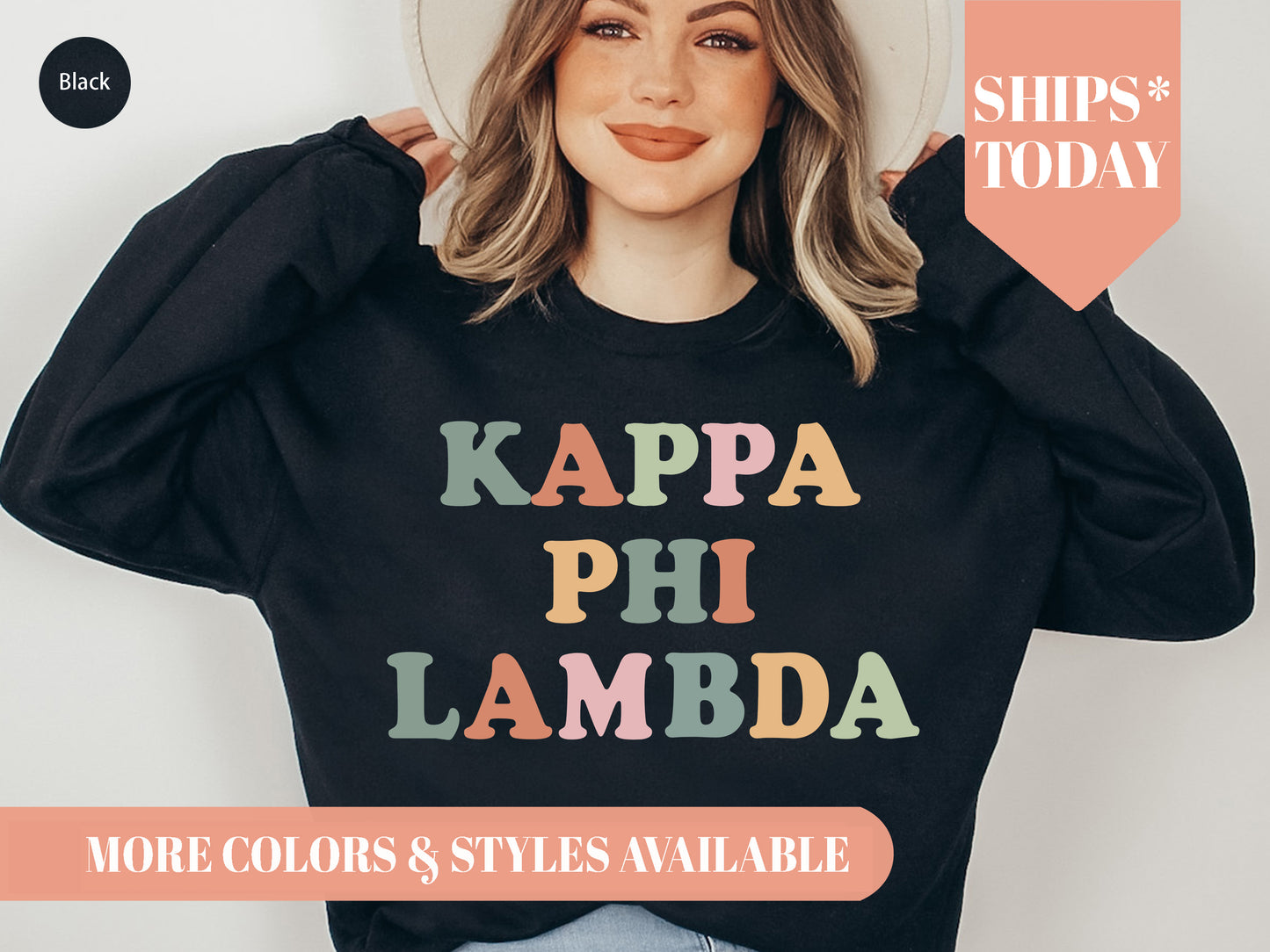 Kappa Phi Lambda Bright and Colorful Sorority Sweatshirt _ 3474g