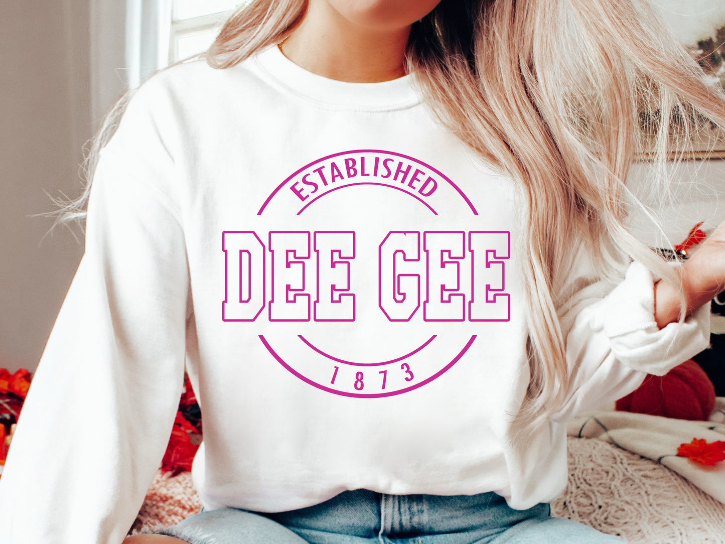 Delta Gamma Pink Stamp Sorority Sweatshirt _ 62g