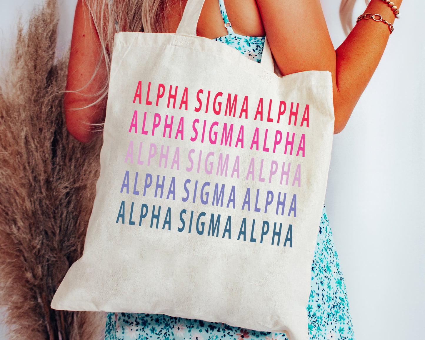 Alpha Sigma Alpha Bright and Stacked Sorority Tote Bag _ 34391g