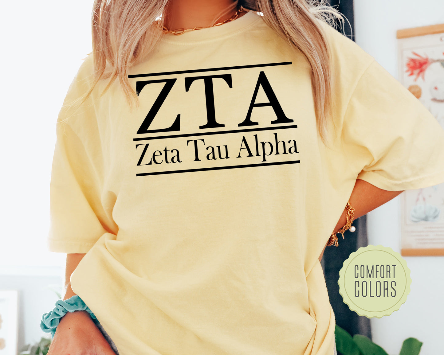 Zeta Tau Alpha Bold Statement Comfort Colors Sorority T-shirt _ 309g