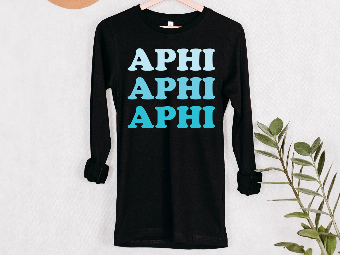 Alpha Phi Touch of Blue Sorority Long Sleeve T-shirt _ 2582g