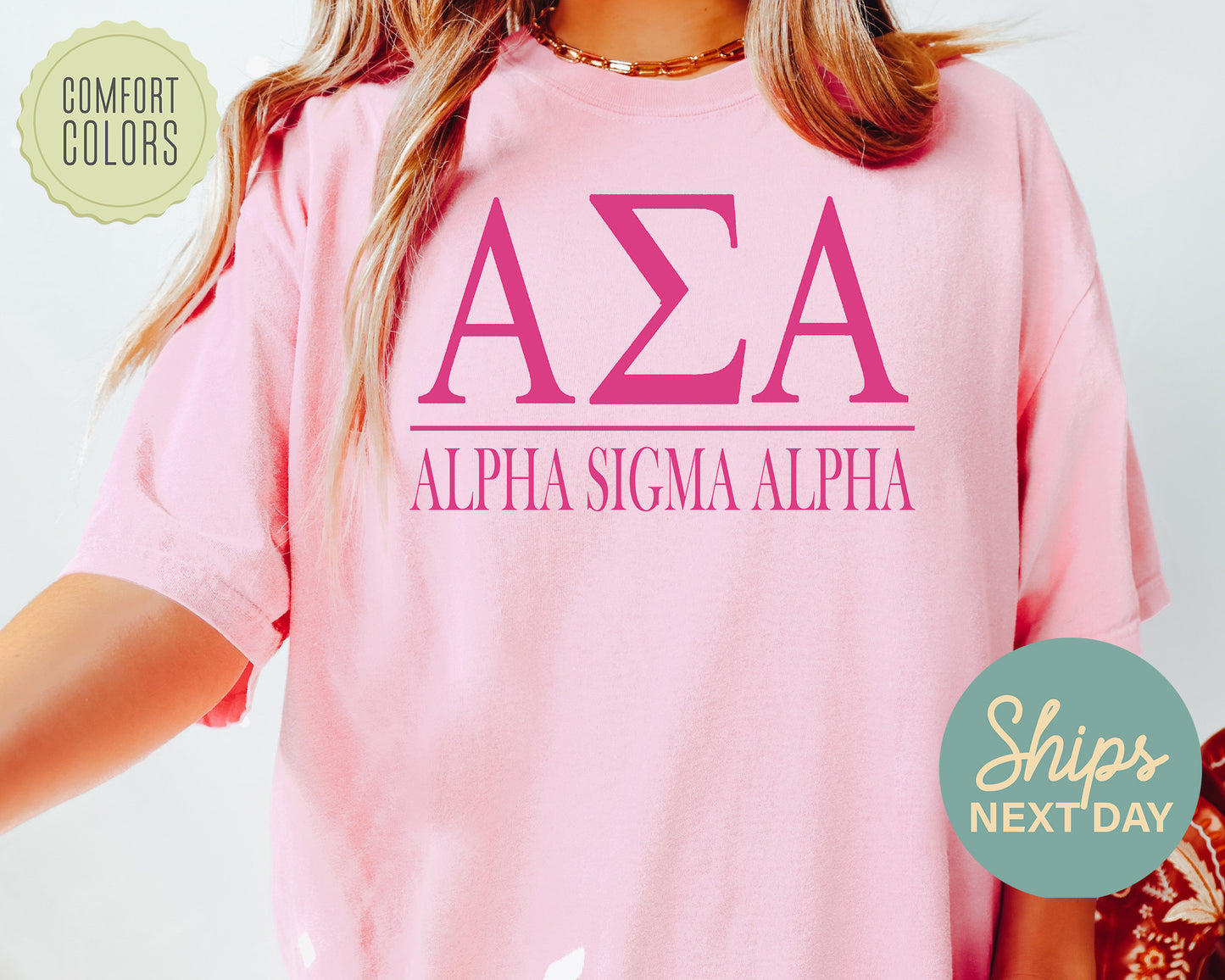 Alpha Sigma Alpha Loud Letters Comfort Colors Sorority T-shirt _ 472g