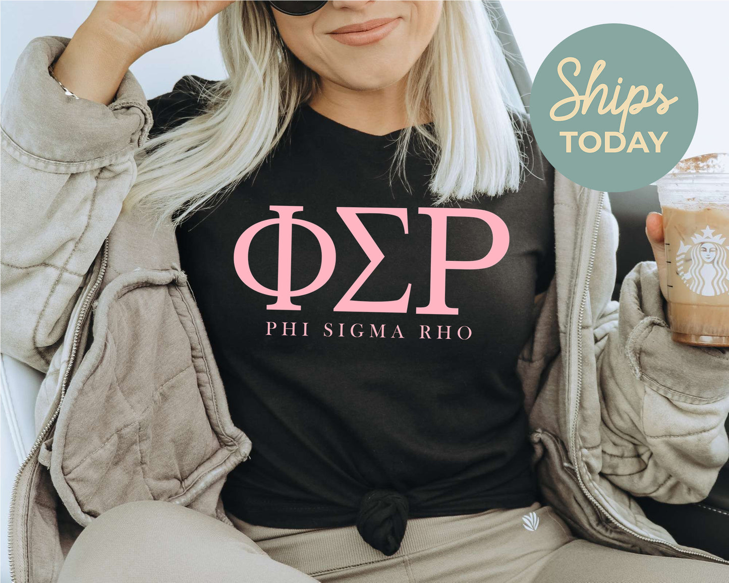 Phi Sigma Rho Pink Letter Sorority T-shirt _ 3490g