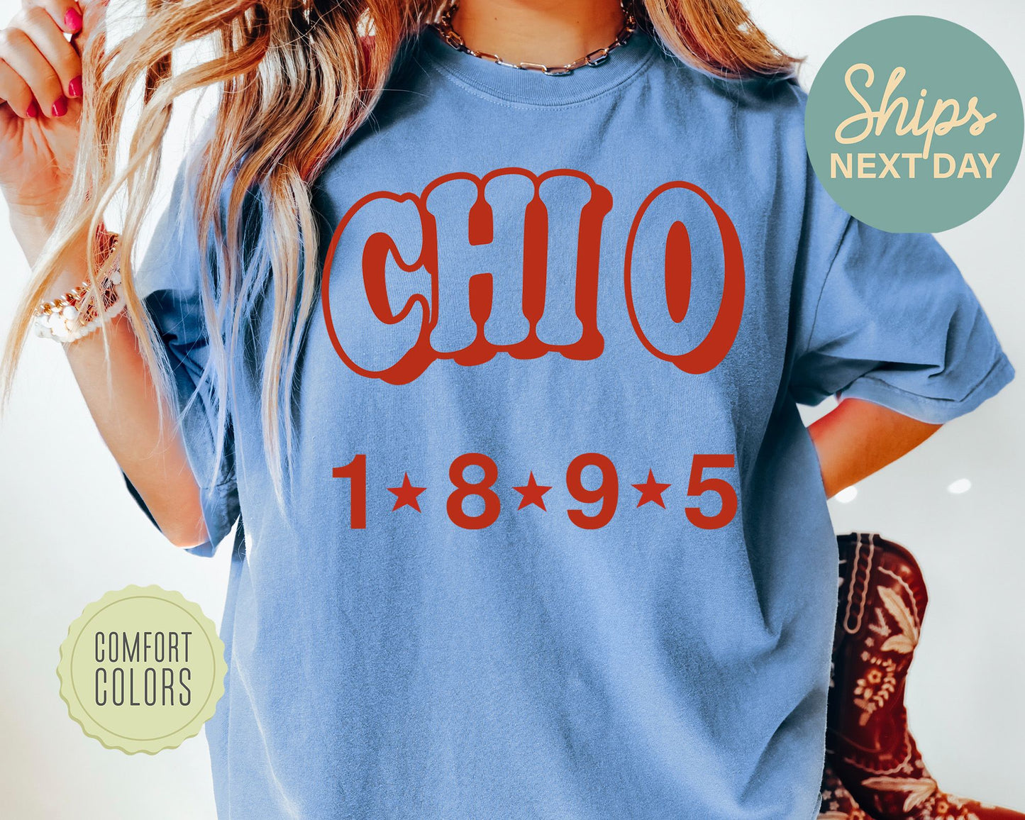 Chi Omega Red Arch Comfort Colors Sorority T-shirt _ 371g