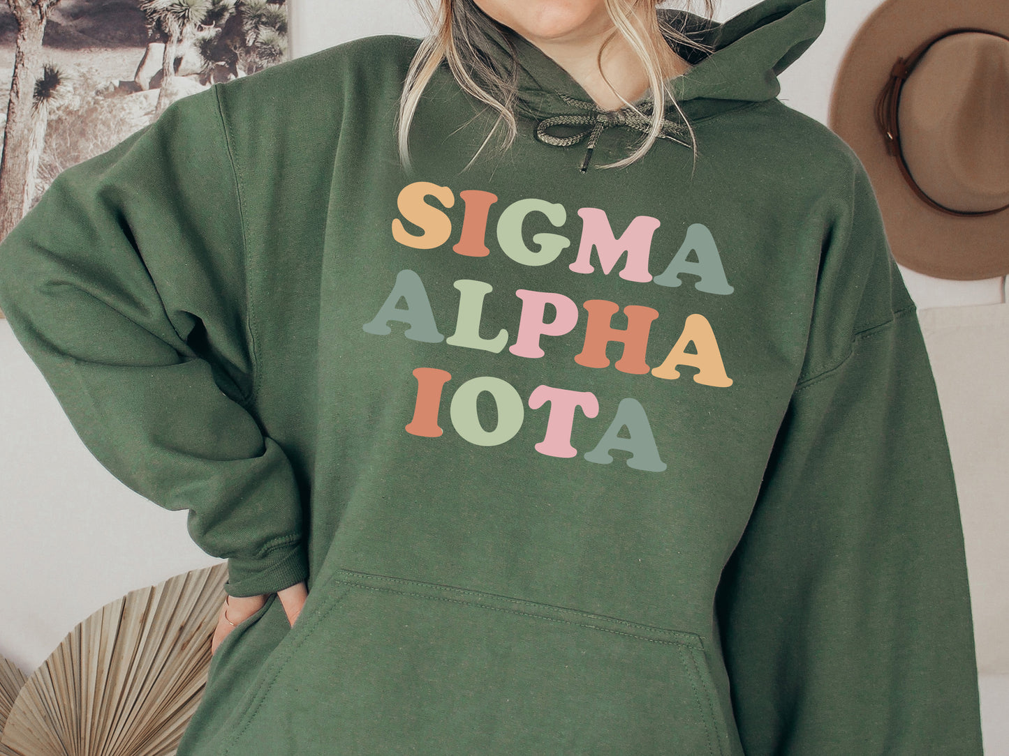 Sigma Alpha Iota Bright and Colorful Sorority Hoodie _ 3479g