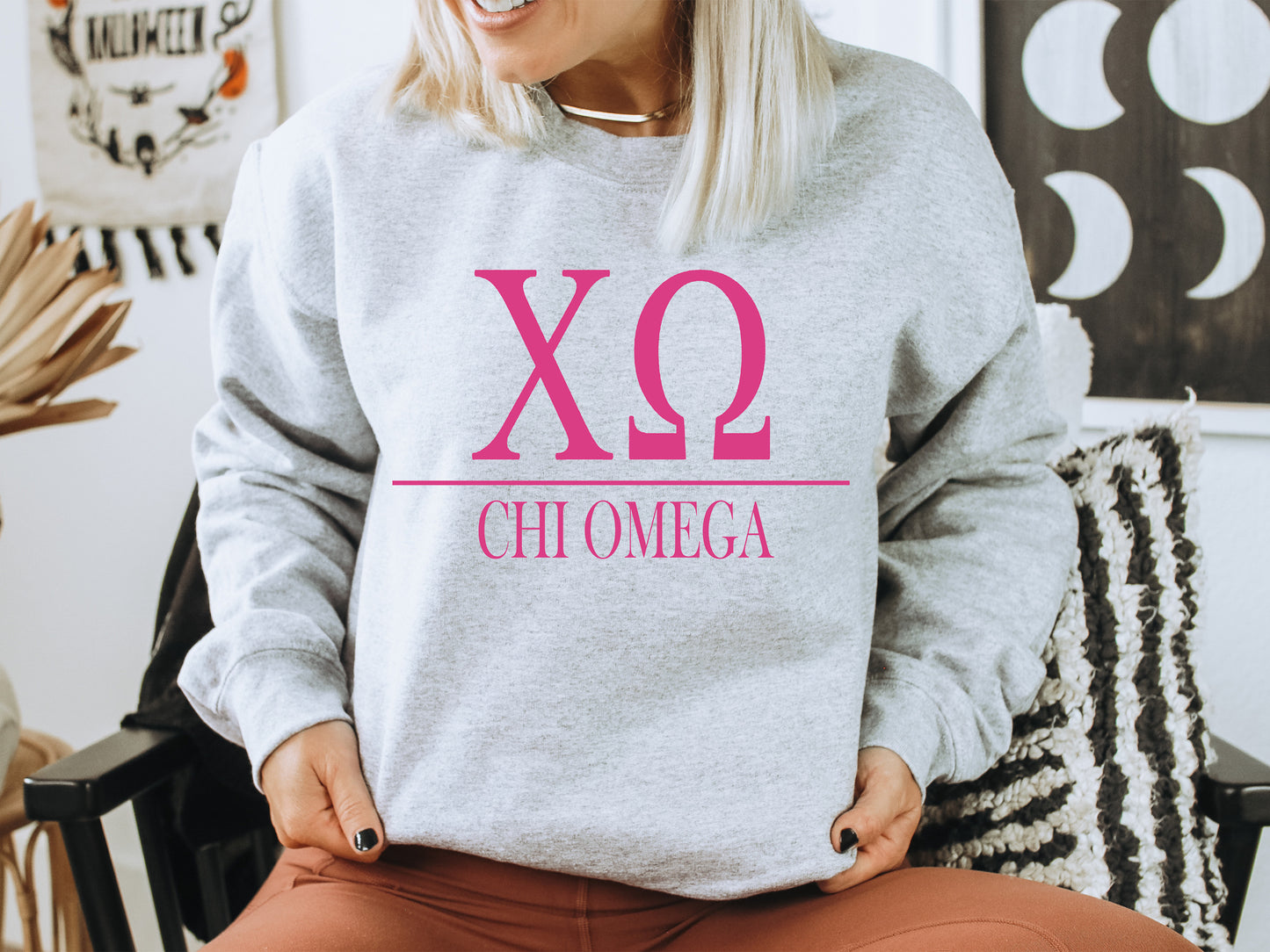 Chi Omega Loud Letters Sorority Sweatshirt _ 475g