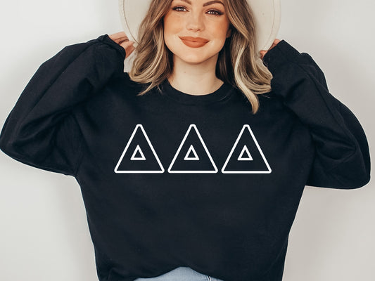 Delta Delta Delta White Letter Outline Sorority Sweatshirt _ 30801g