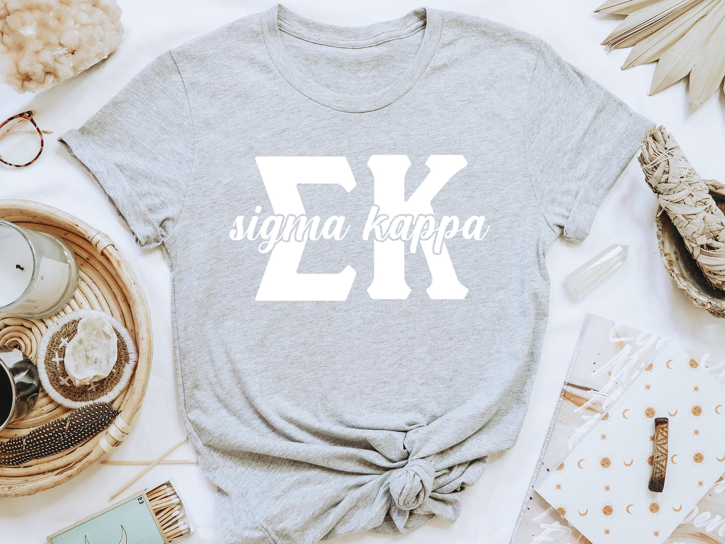Sigma Kappa Sliced White Letters Sorority T-shirt _ 2260g