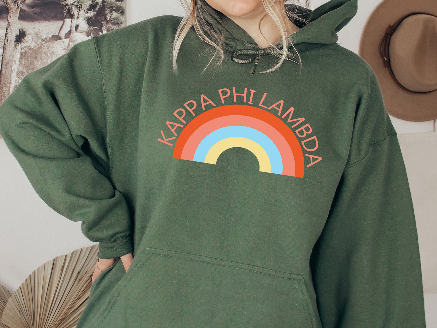 Kappa Phi Lambda Colorful Rainbow Sorority Hoodie _ 3459g