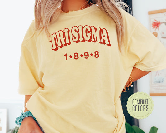 Sigma Sigma Sigma Red Arch Comfort Colors Sorority T-shirt _ 385g