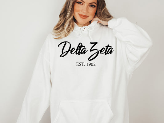 Delta Zeta Black Flowy Sorority Hoodie _ 90g