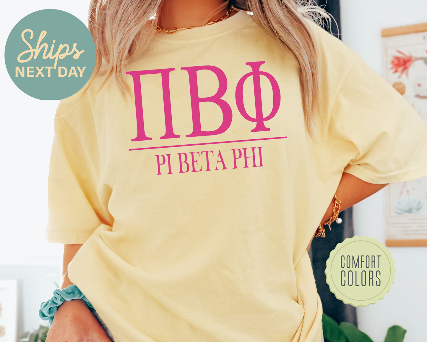 Pi Beta Phi Loud Letters Comfort Colors Sorority T-shirt _ 486g