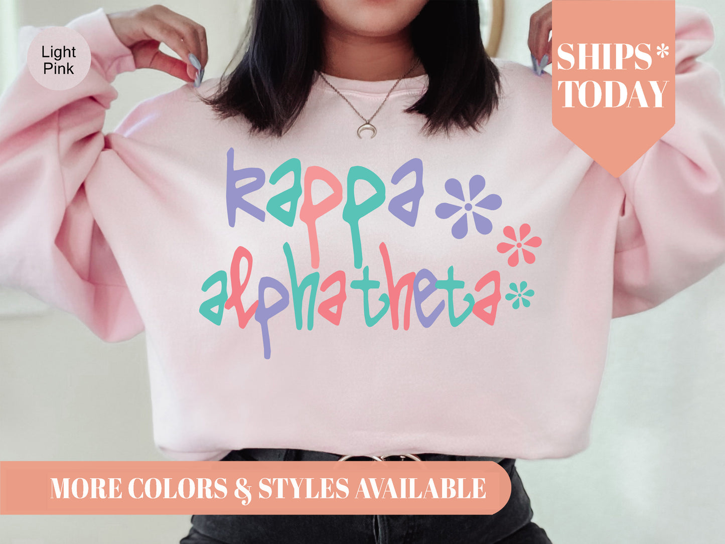 Kappa Alpha Theta Colorful Floral Sorority Sweatshirt _ 2618g