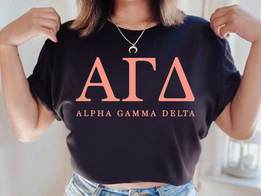 Alpha Gamma Delta Pink Personality Sorority T-shirt _ 651g