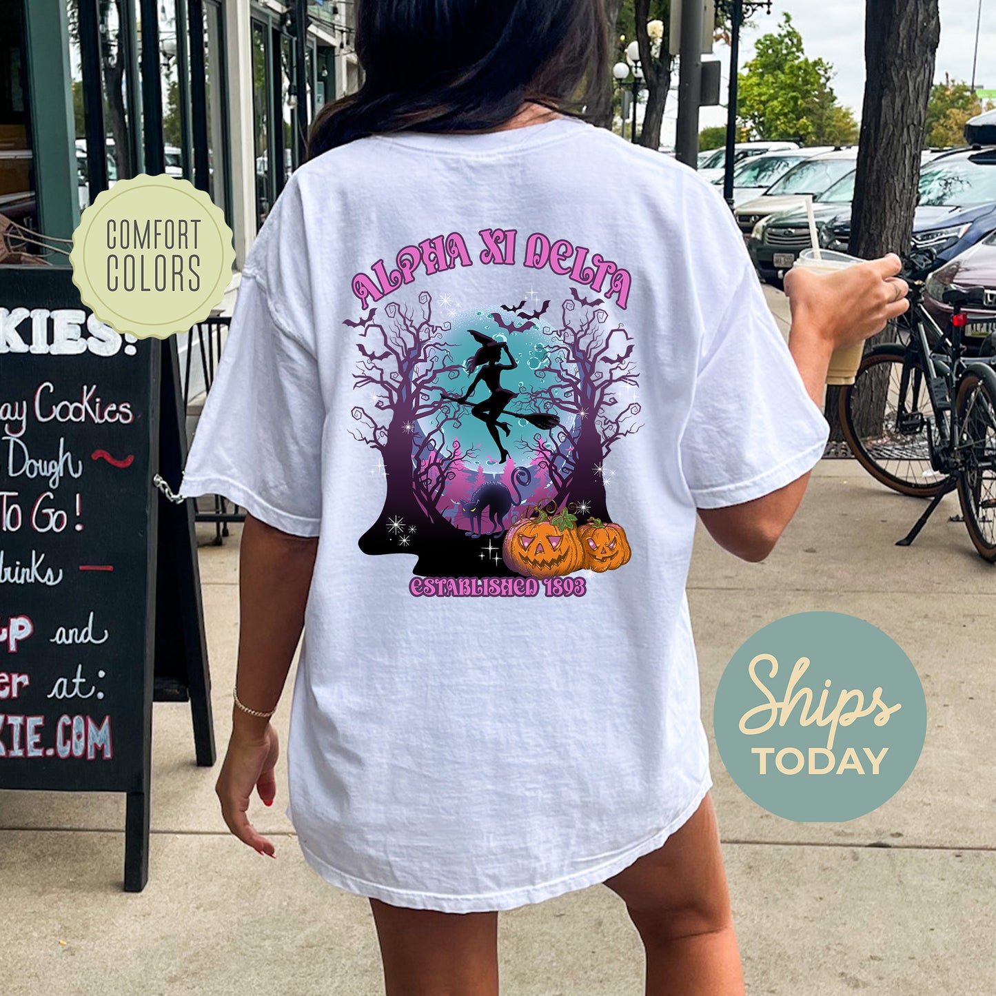 Alpha Xi Delta Halloween Witch Comfort Colors Sorority T-shirt _ 36234g