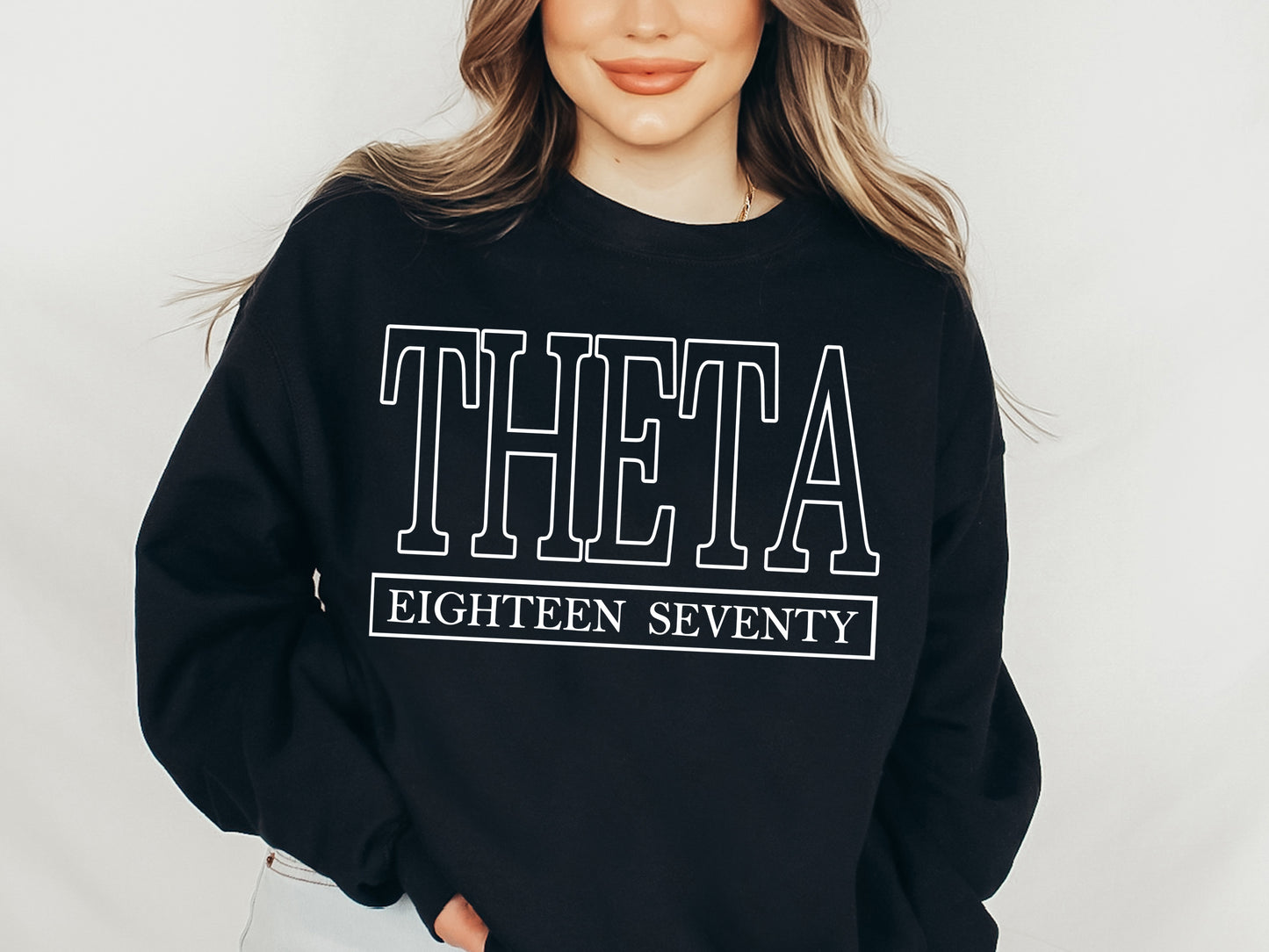Kappa Alpha Theta Stencil Stacked Sorority Sweatshirt _ 2149g