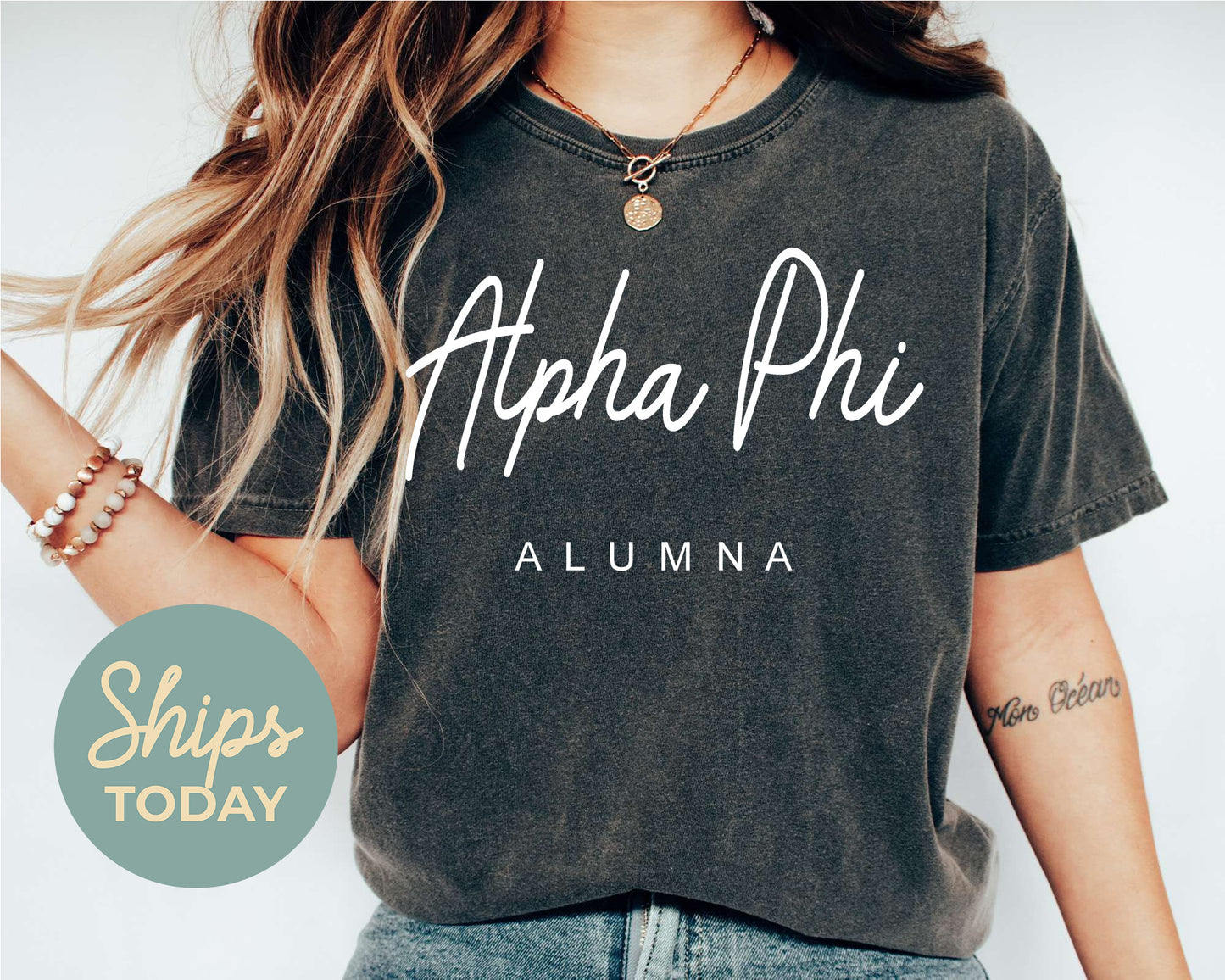 Alpha Phi Flashy Alumna Sorority T-shirt _ 2530g