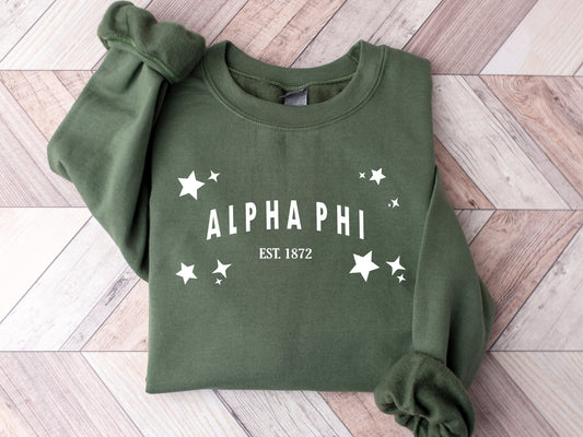 Alpha Phi Arched Star Sorority Sweatshirt _ 2269g