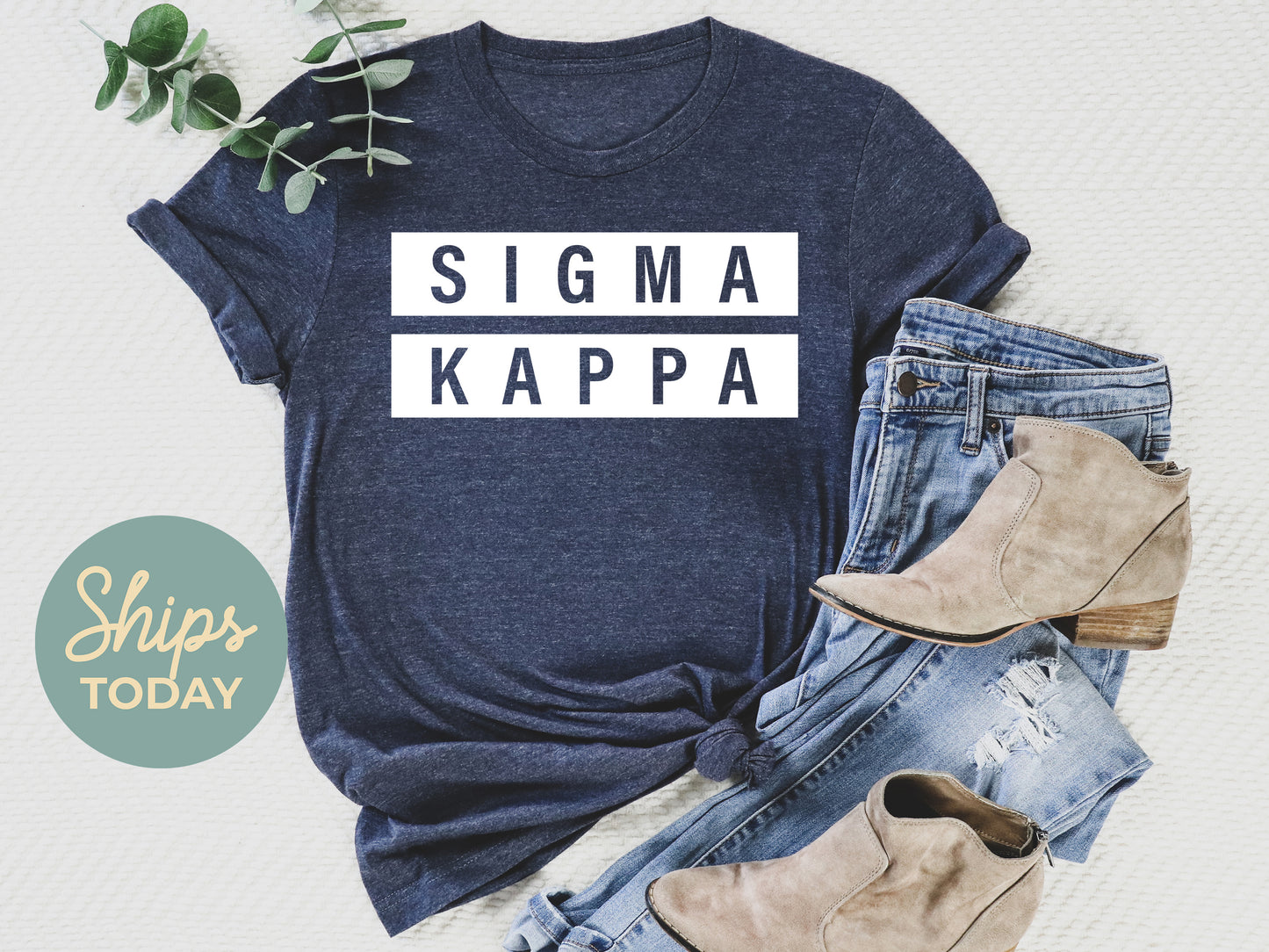 Sigma Kappa Faded White Box Sorority T-shirt _ 3355g
