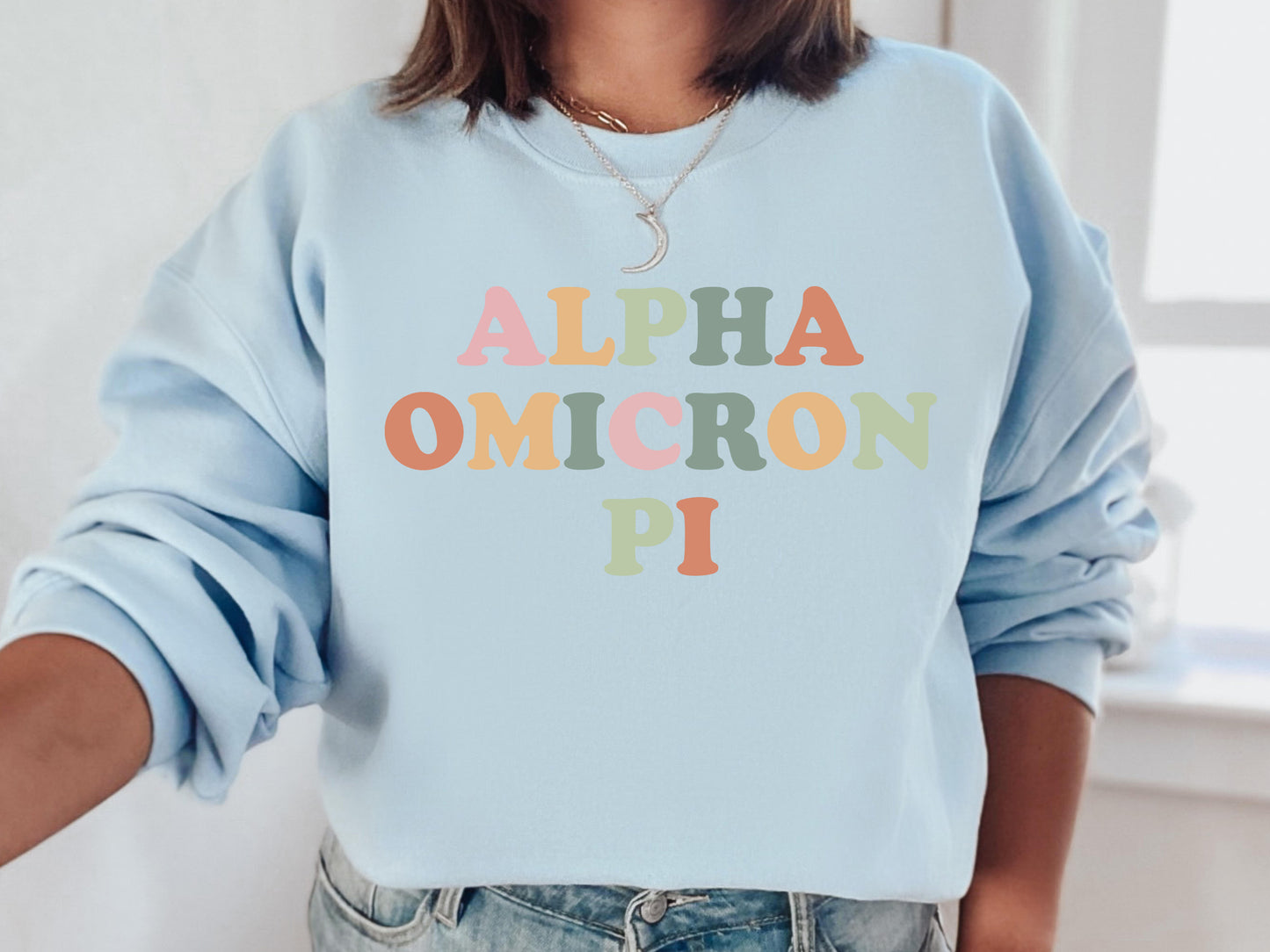 Alpha Omicron Pi Bright and Proud Sorority Sweatshirt _ 418g