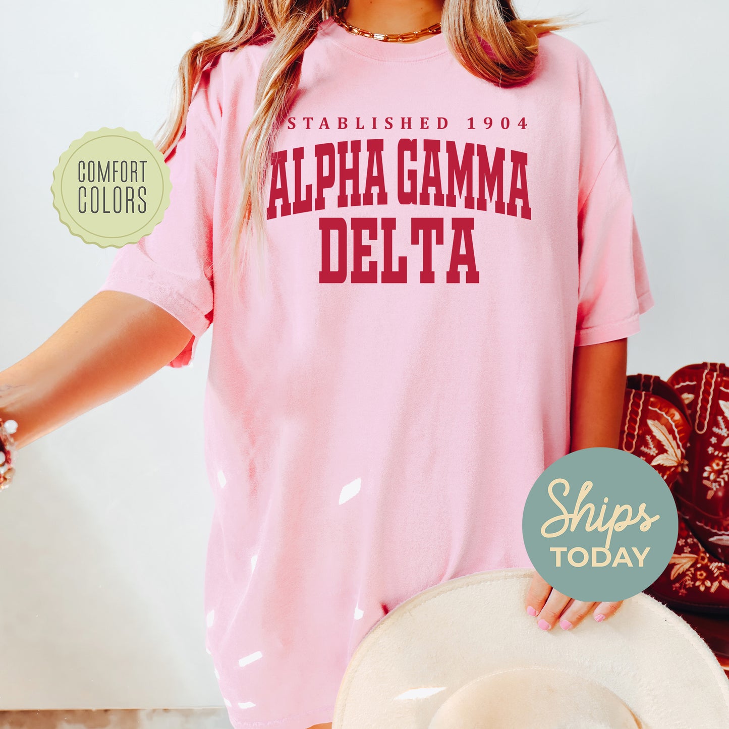 Alpha Gamma Delta Bold Letters Comfort Colors Sorority T-shirt _ 35123g