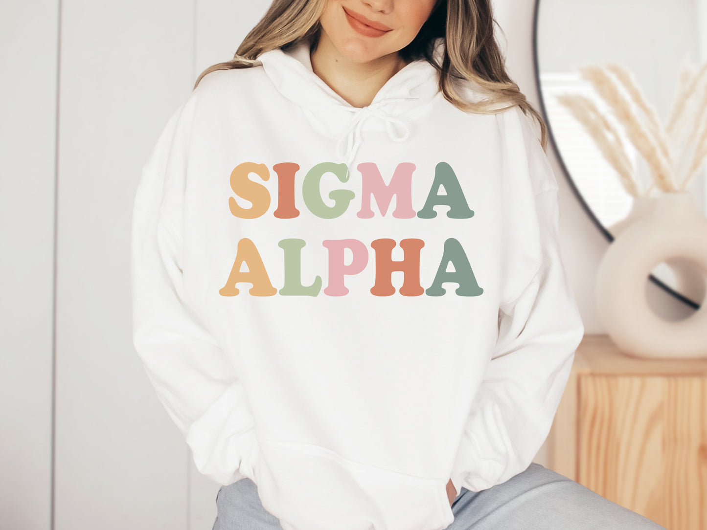 Sigma Alpha Bright and Colorful Sorority Hoodie _ 3478g