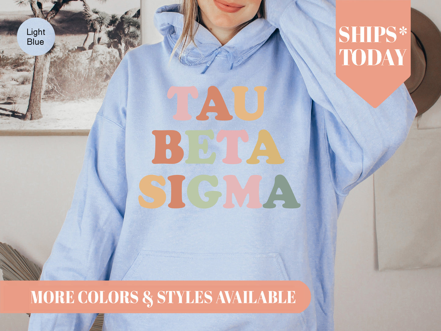 Tau Beta Sigma Bright and Colorful Sorority Hoodie _ 3481g