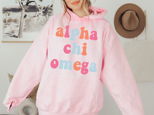 Alpha Chi Omega Vividly Vibrant Sorority Hoodie _ 3149g
