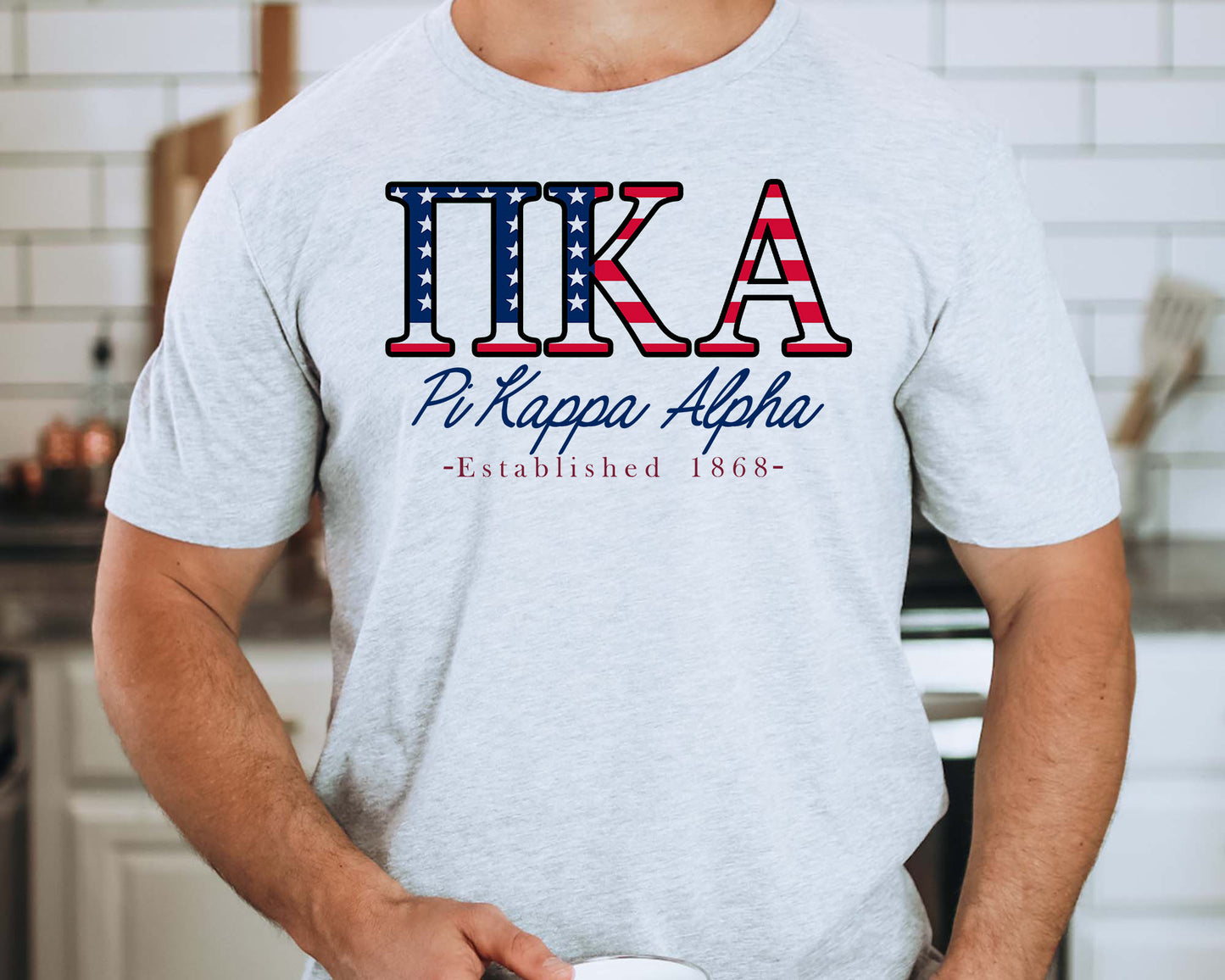 Pi Kappa Alpha American Flag Letters Fraternity T-shirt _ 1172g
