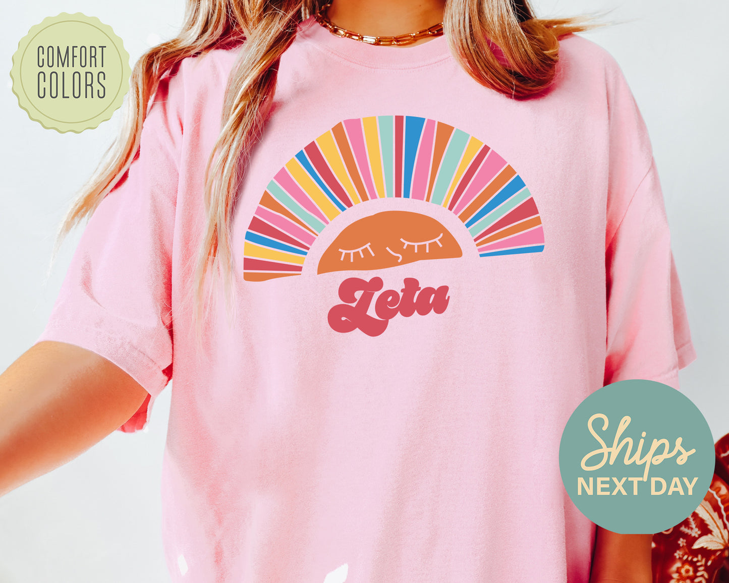 Zeta Tau Alpha Sunshine Comfort Colors Sorority T-shirt _ 3332g