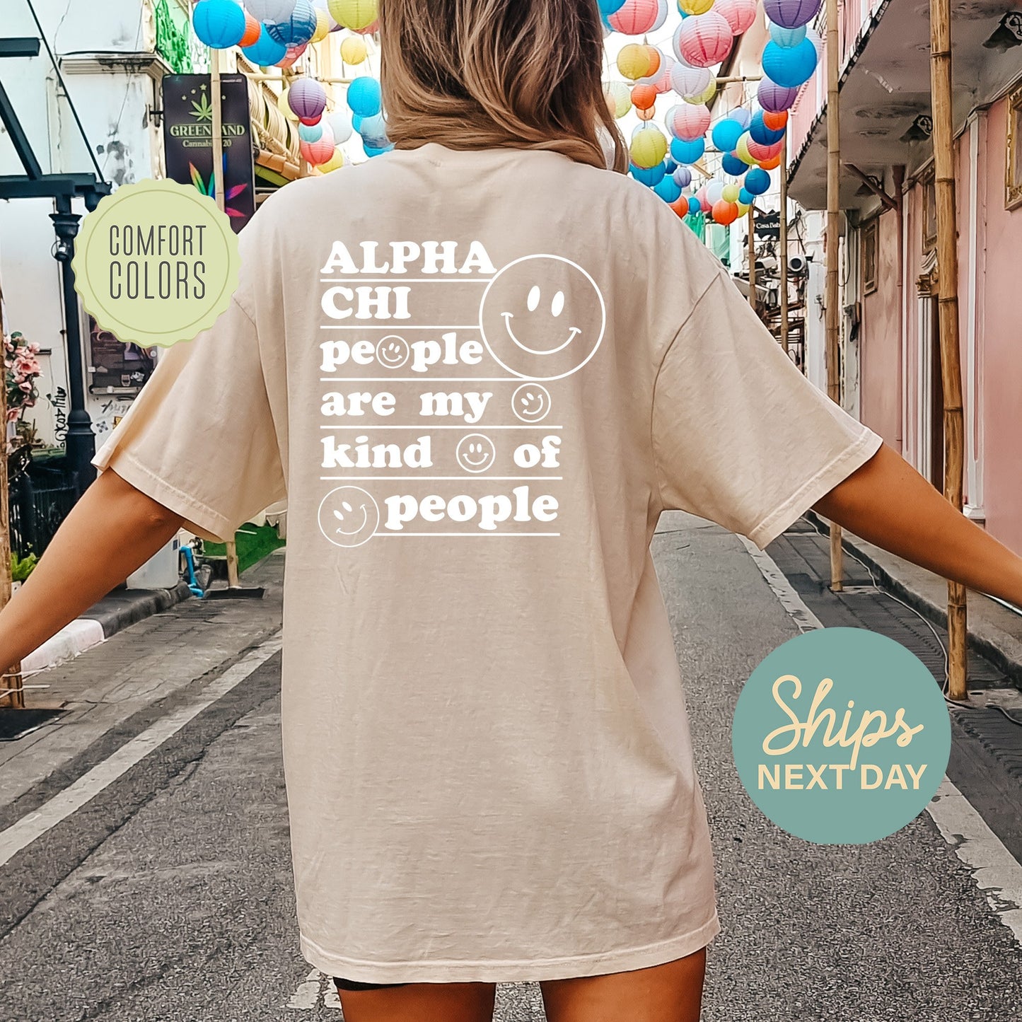 Alpha Chi Omega My Kind of People Comfort Colors Sorority T-shirt _ 33258g