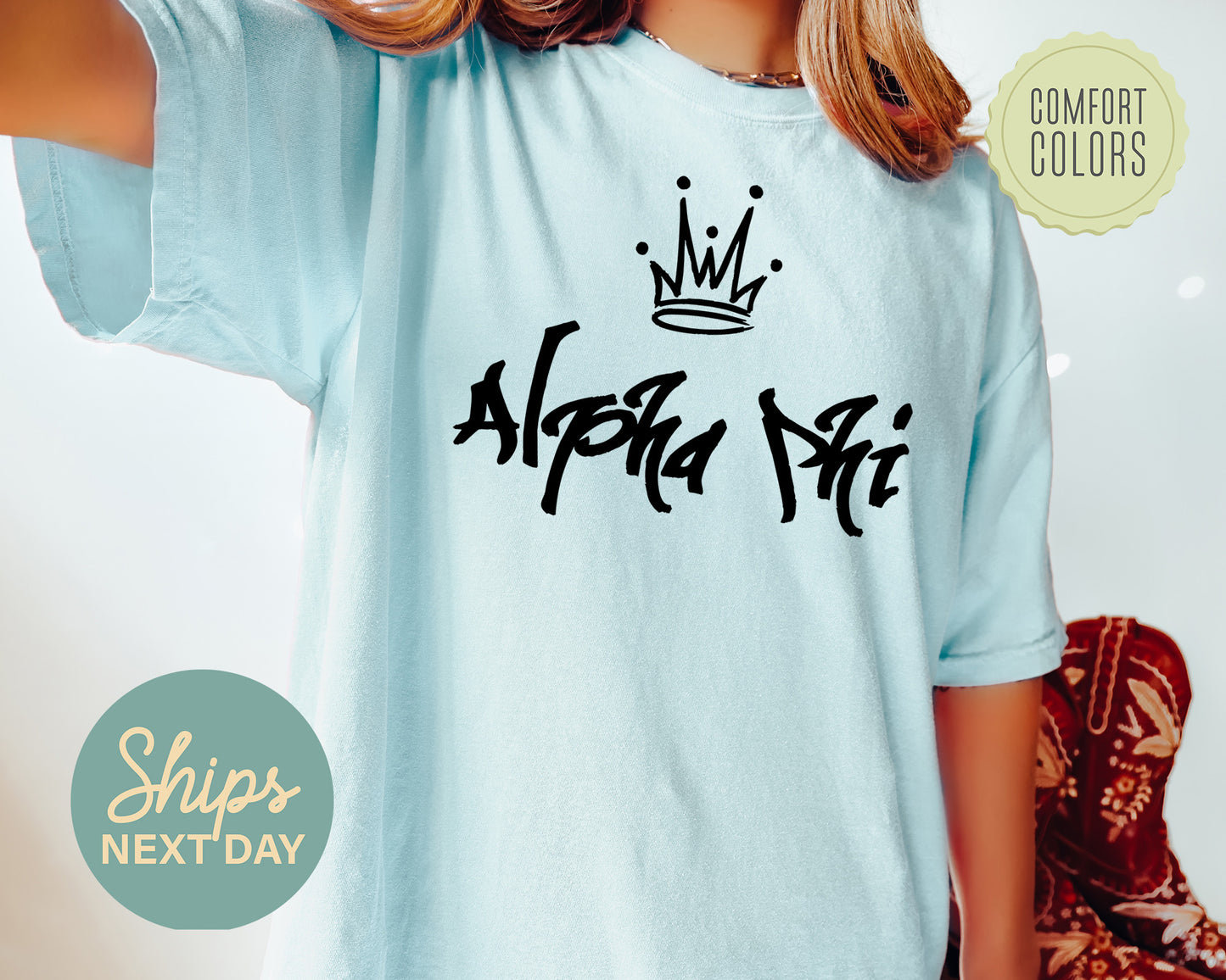 Alpha Phi Queen Comfort Colors Sorority T-shirt _ 2453g