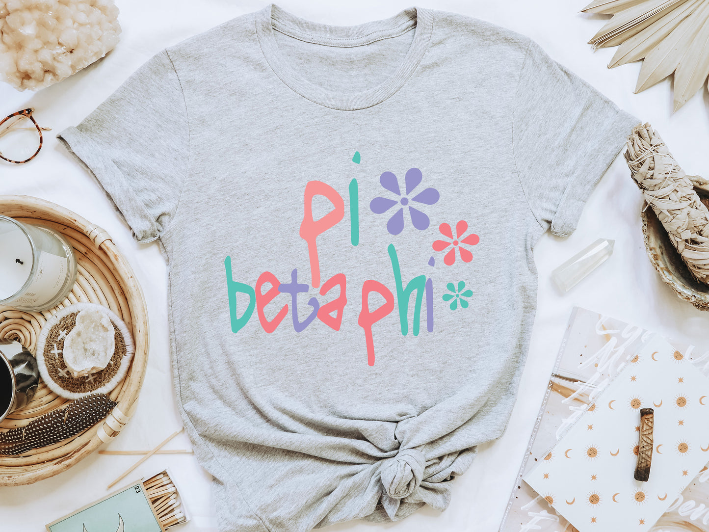 Pi Beta Phi Colorful Floral Sorority T-shirt _ 2623g