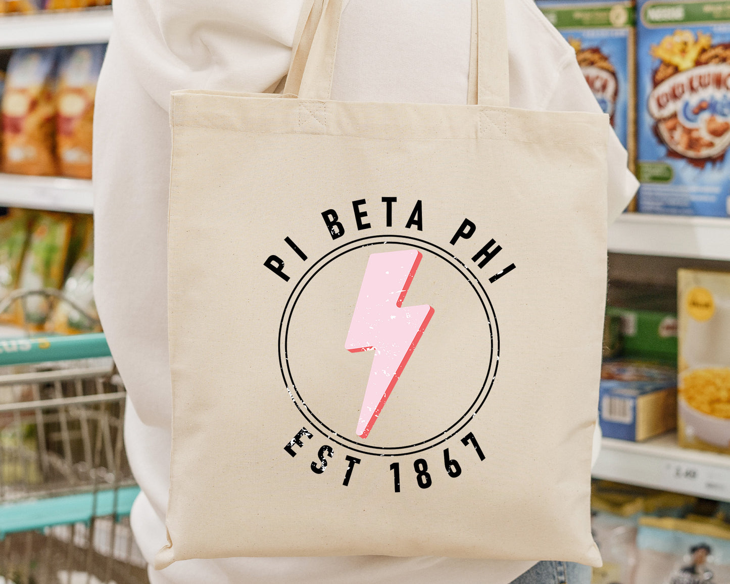 Pi Beta Phi Pinkish Strike Sorority Tote Bag _ 34380g