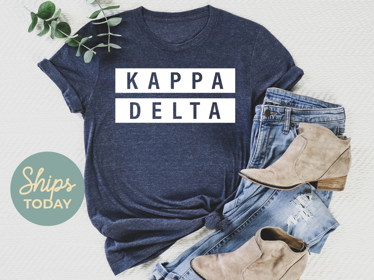 Kappa Delta Faded White Box Sorority T-shirt _ 3349g