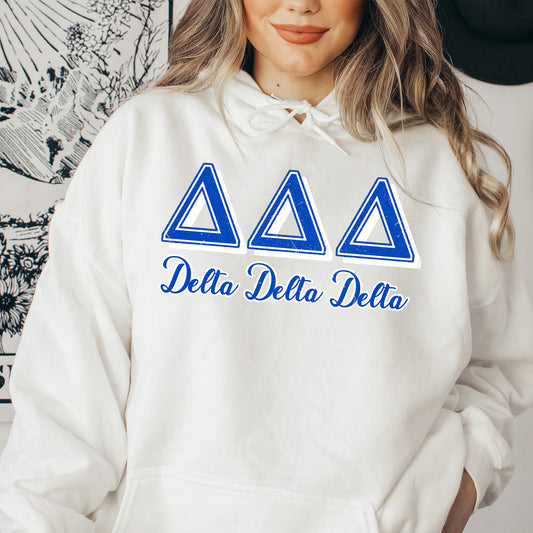 Delta Delta Delta Greek Colors Sorority Hoodie _ 36079g