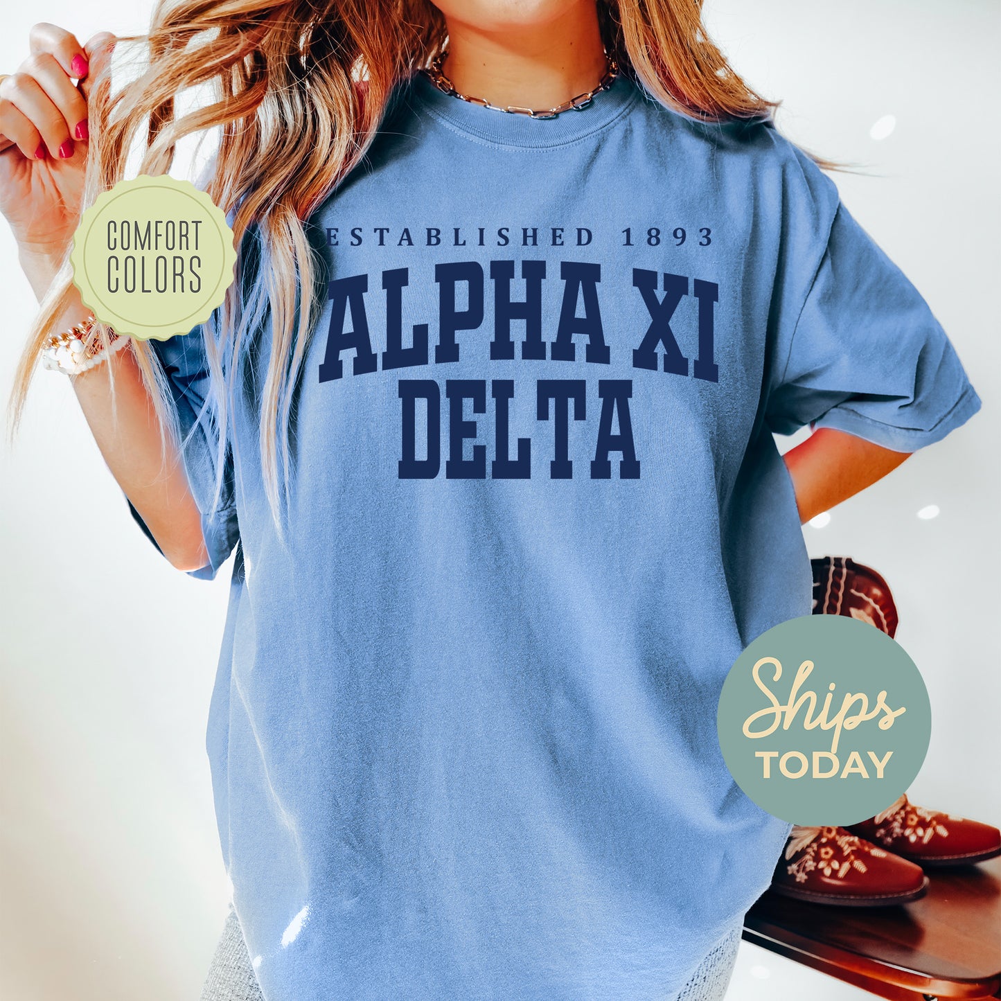 Alpha Xi Delta Bold Letters Comfort Colors Sorority T-shirt _ 35128g
