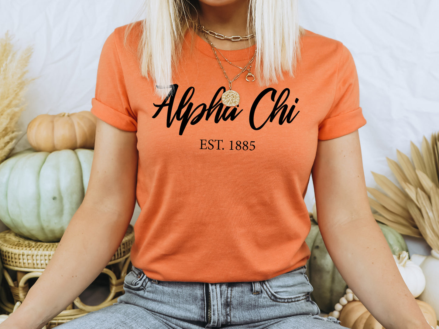 Alpha Chi Omega Black Flowy Sorority T-shirt _ 77g
