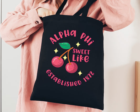 Alpha Phi Sweet Like Cherry Sorority Tote Bag _ 34313g