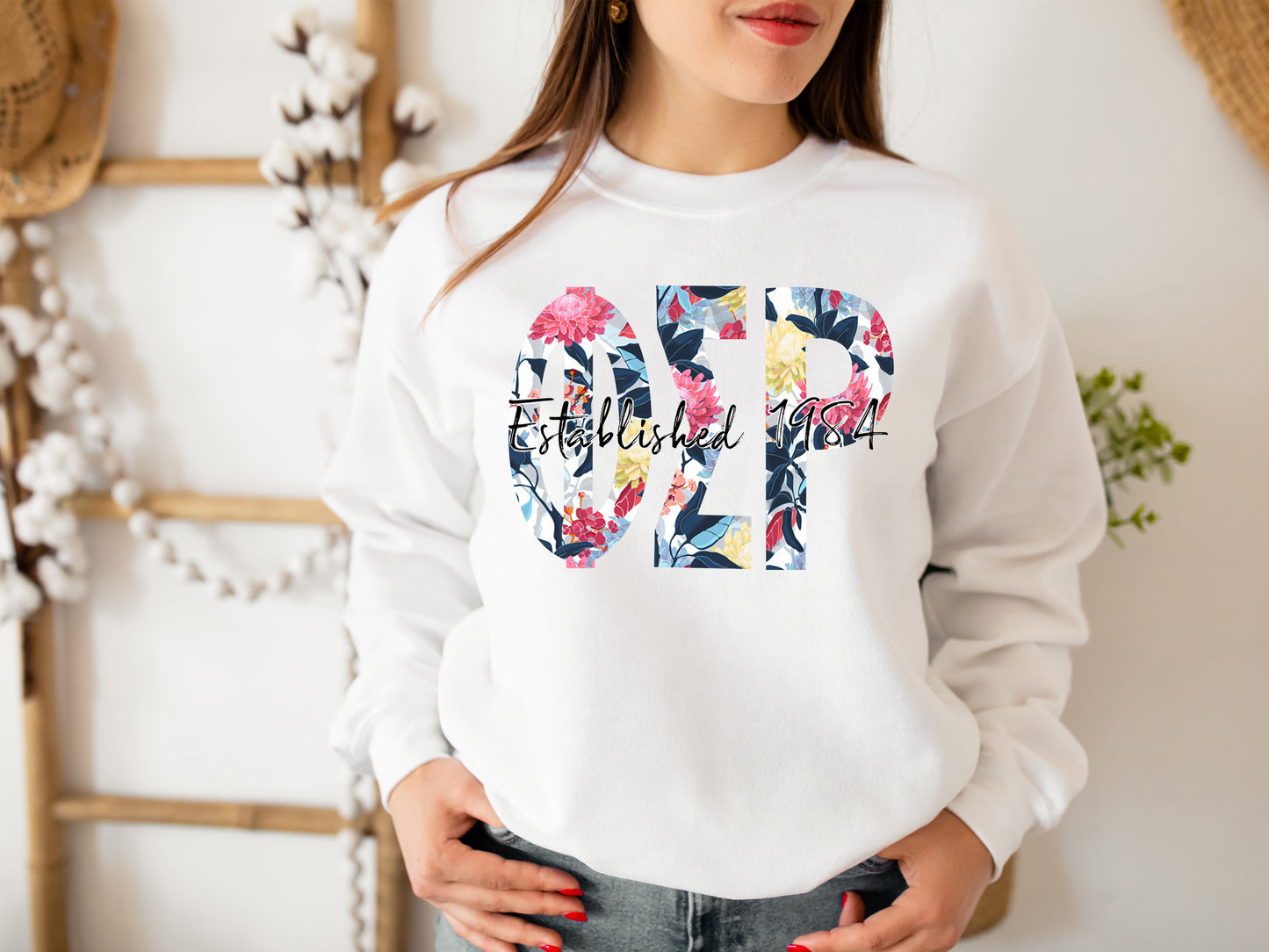 Phi Sigma Rho Floral Block Sorority Sweatshirt _ 3518g