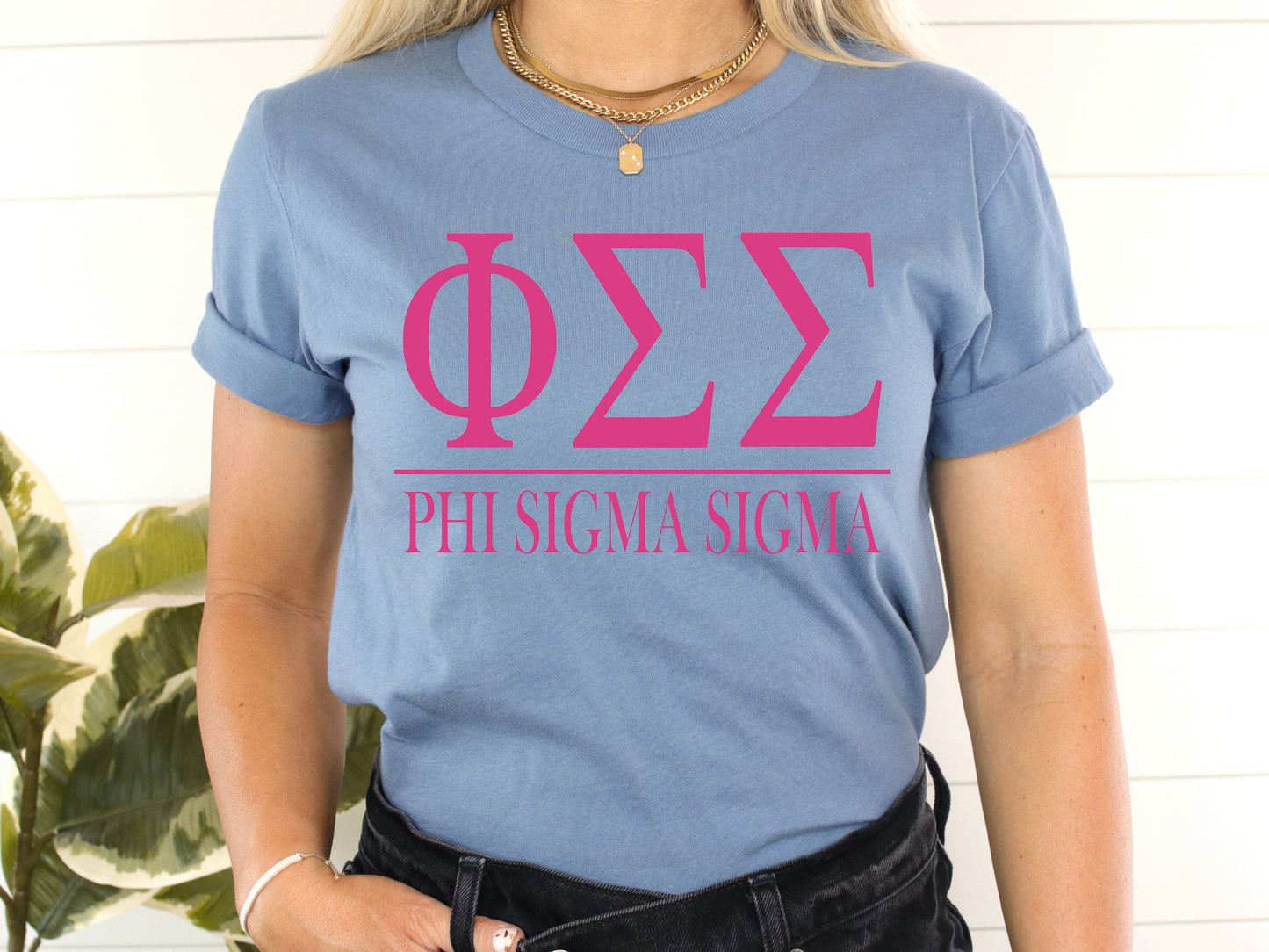 Phi Sigma Sigma Loud Letters Sorority T-shirt _ 485g