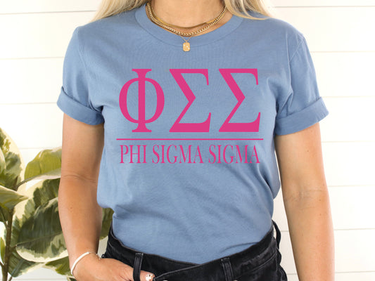 Phi Sigma Sigma Loud Letters Sorority T-shirt _ 485g