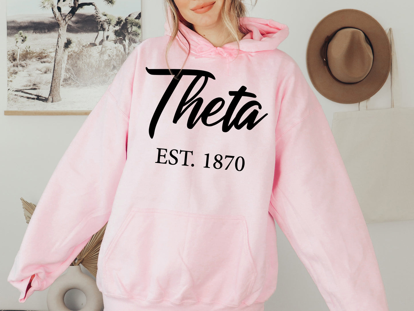 Kappa Alpha Theta Black Flowy Sorority Hoodie _ 92g